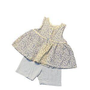 VTG Little Lass Girls 4T 2-Pcs Matching Outfit Baby Blue 90's Floral Lace Retro